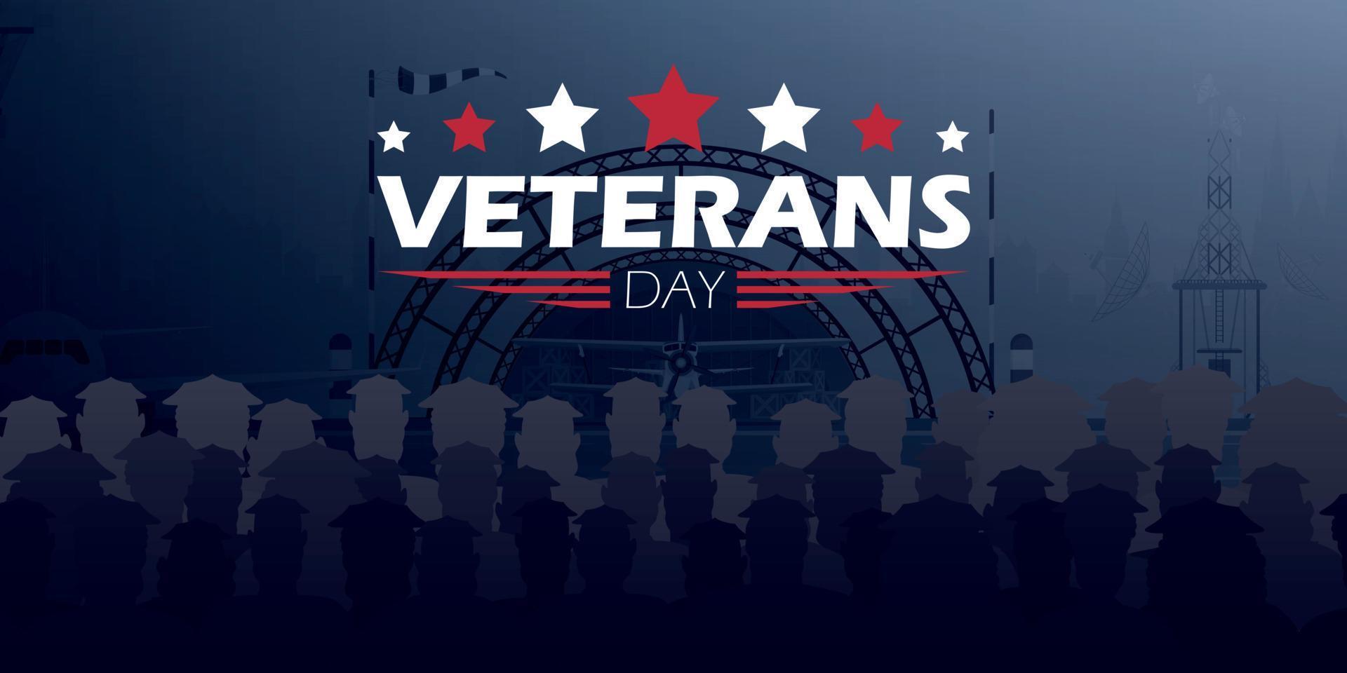 día de los veteranos con un hombre deseado en uniforme. vector, estilo de dibujos animados vector