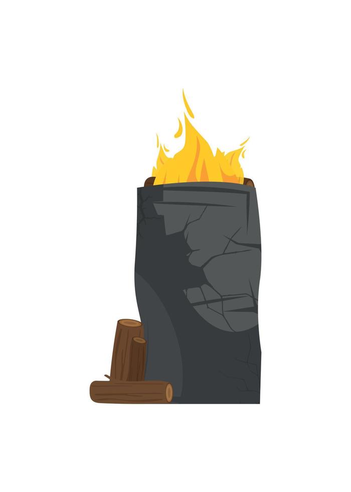 Metal burning barrel. Bonfire in a barrel. Isolated. Vector. vector