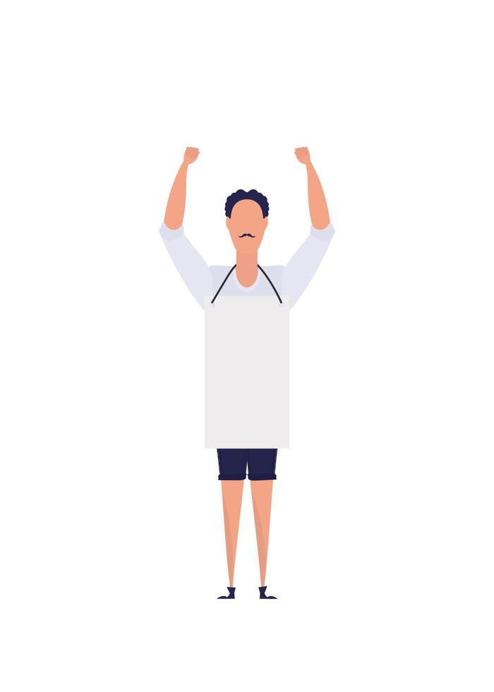 Protesting man in full growth with a banner. Isolated. Vector illustration.