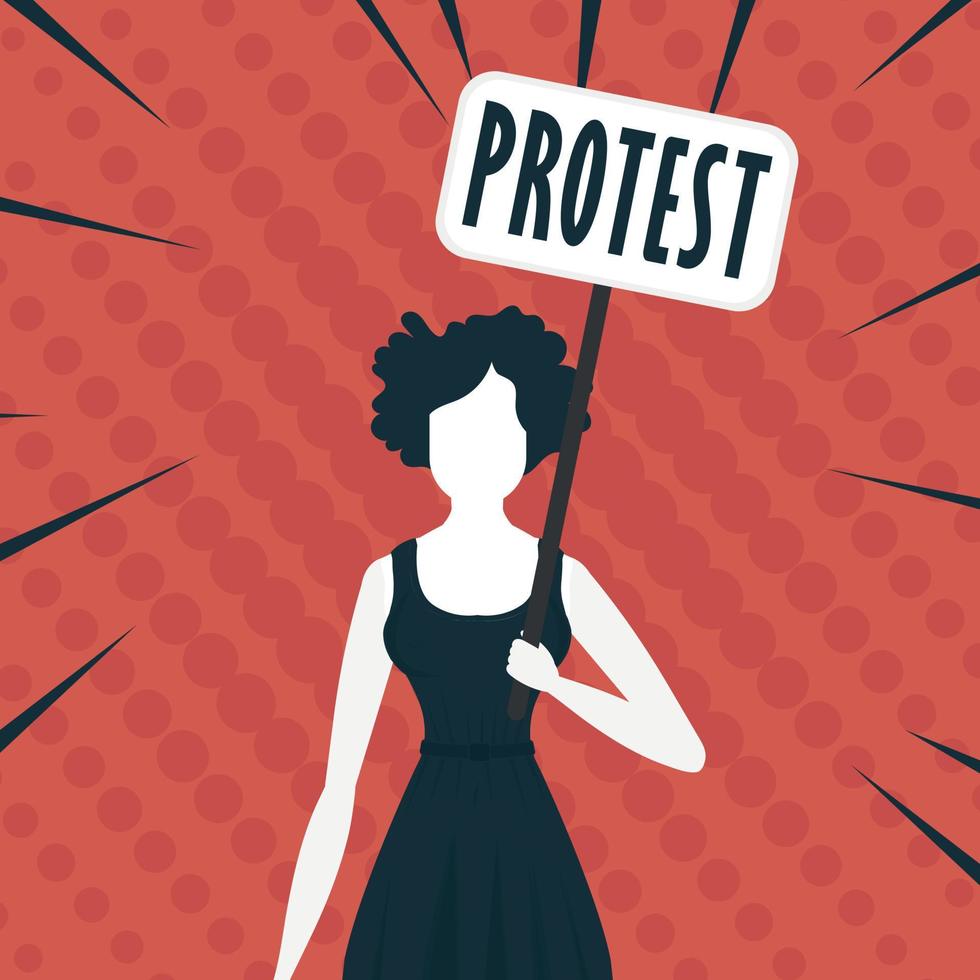 The girl Protests with a transporter in her hands. The concept of protest and public resistance. Vector. vector