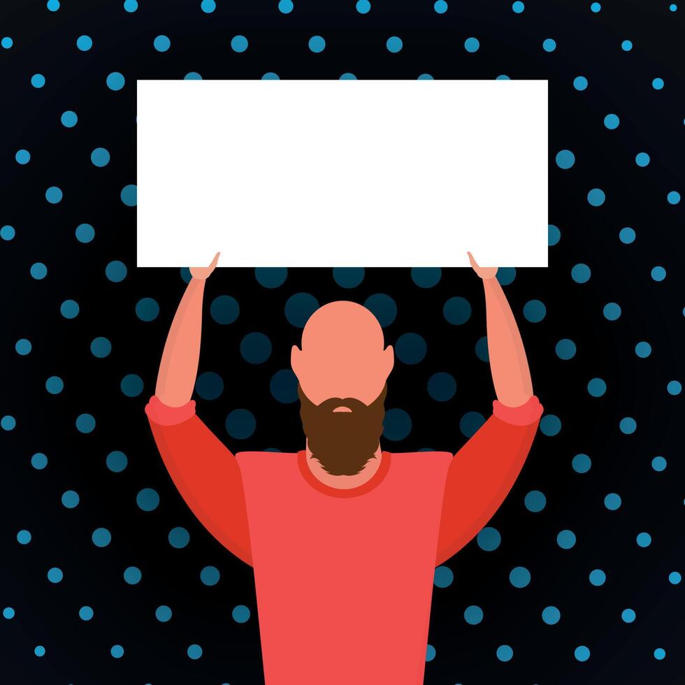 A guy with a banner and a place for your text. Pop art cartoon style. vector