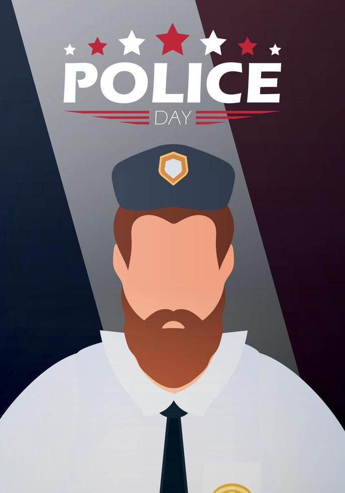 Police Day. Policeman on the background of the flag. Vector illustration.