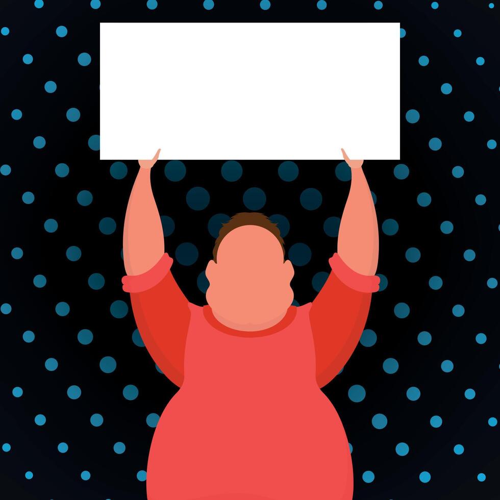 A guy with a banner and a place for your text. Pop art. Flat style. illustration. vector