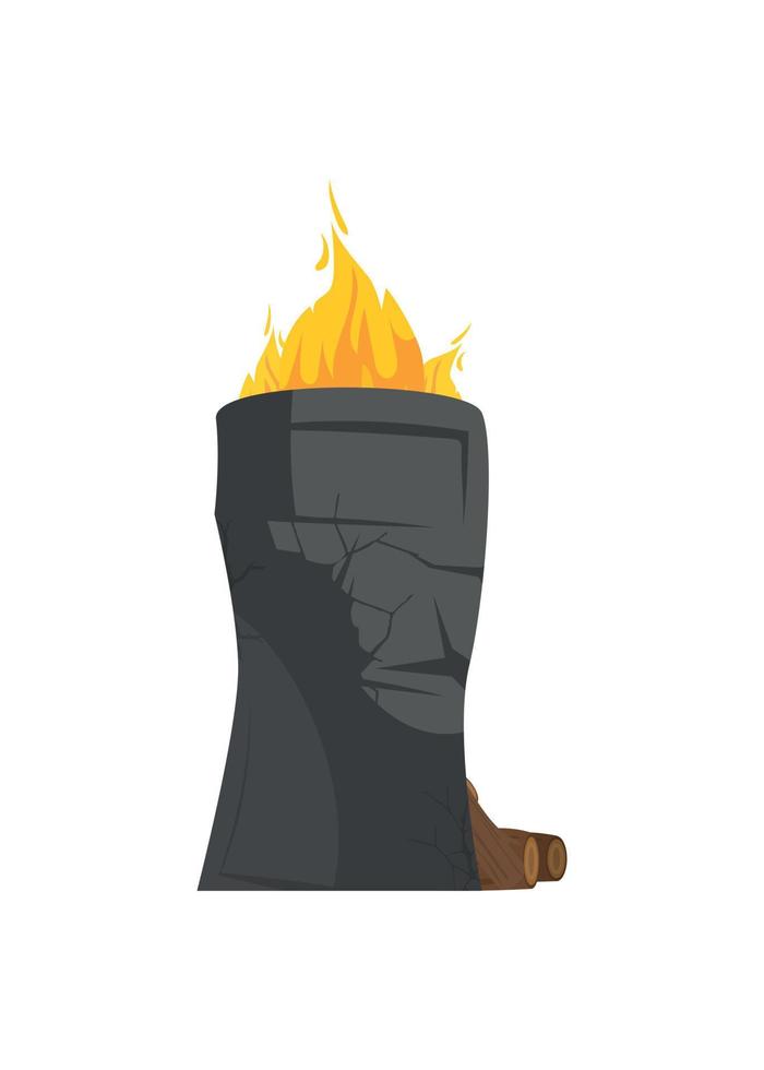 Metal burning barrel. Bonfire in a barrel. Isolated. Vector. vector