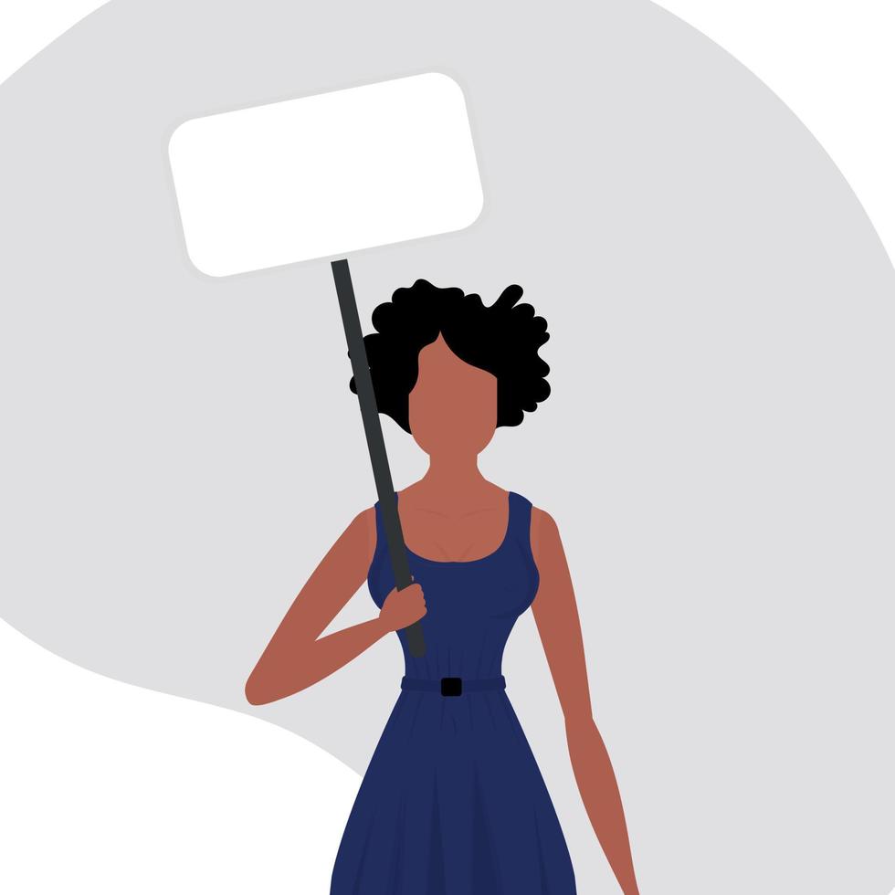 Girl With an empty banner for your text. The concept of protest and public resistance. Vector illustration.