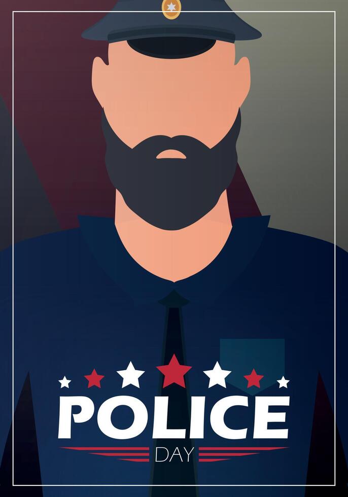 día de la policía. policía en el fondo de la bandera. ilustración vectorial vector