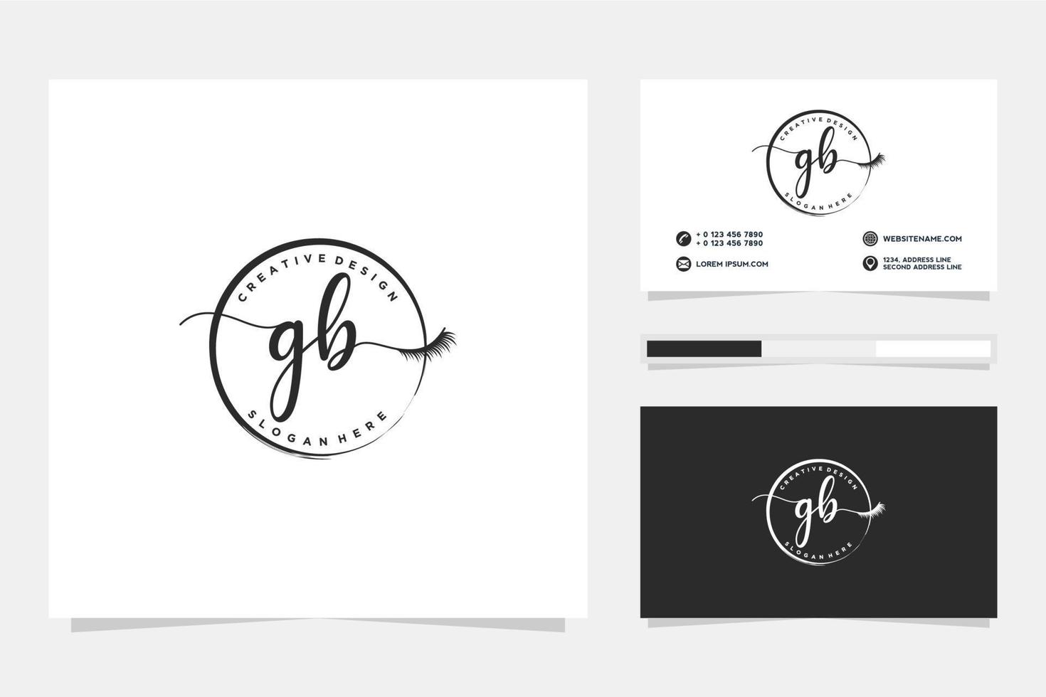 colecciones iniciales de logotipos femeninos de gb y vector premium de plantilla de tarjeta de visita
