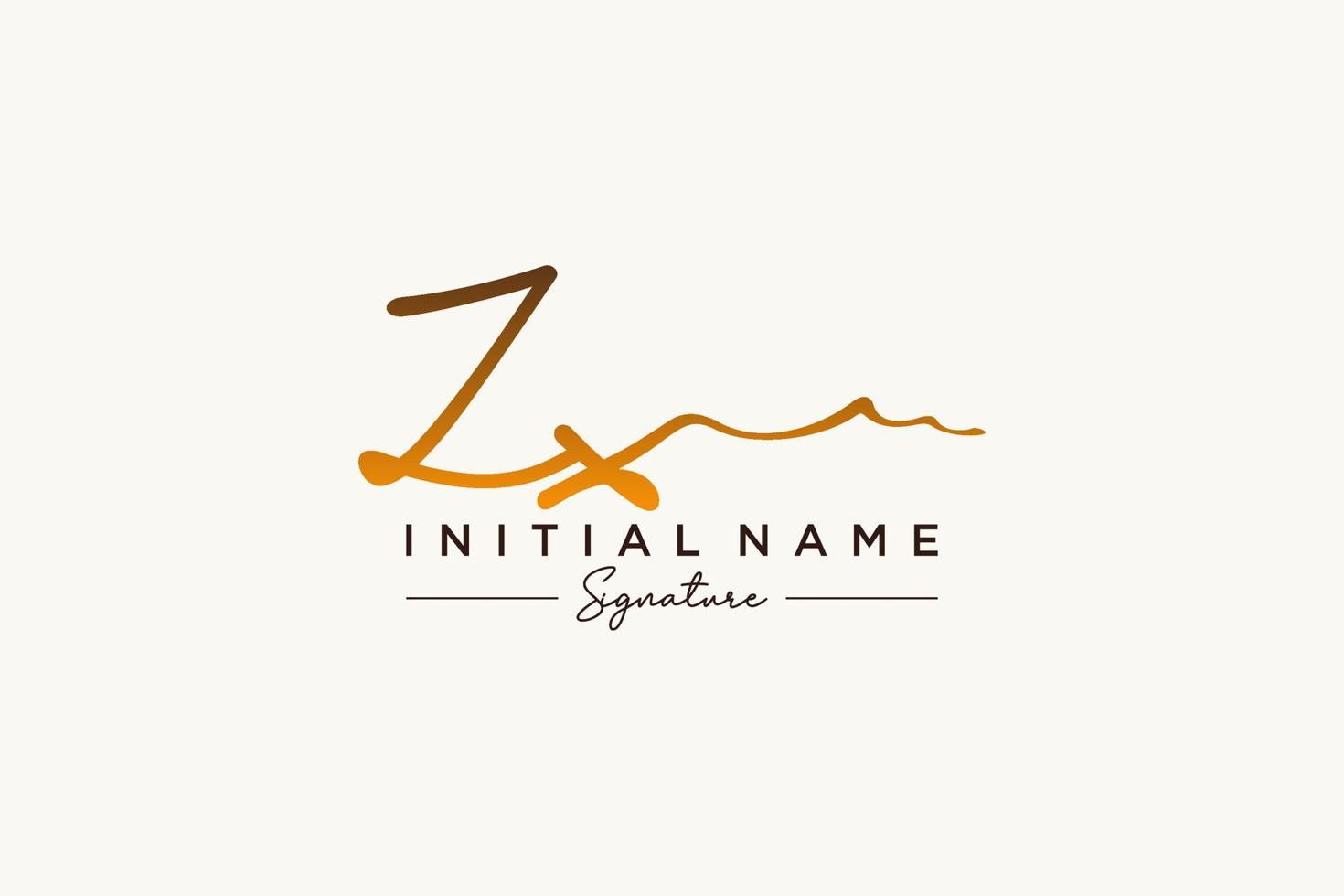 Initial ZX signature logo template vector. Hand drawn Calligraphy lettering Vector illustration.