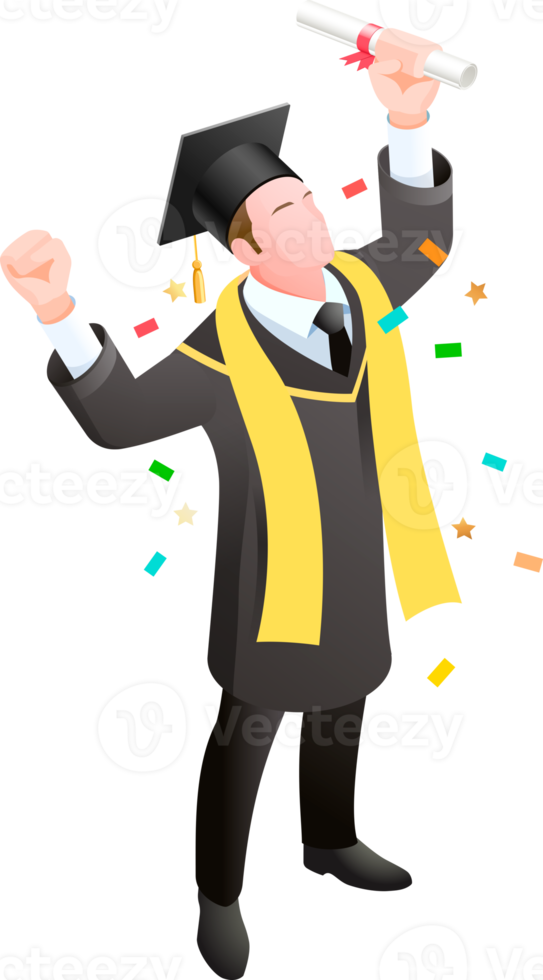Graduate have diploma roll stand png