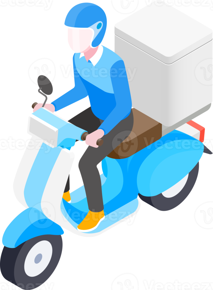 Scooter delivery service isometric sign symbol png