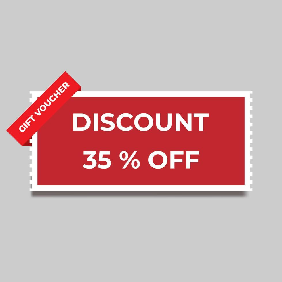 Coupon Discount vector illustration on grey background. Red discount coupon.