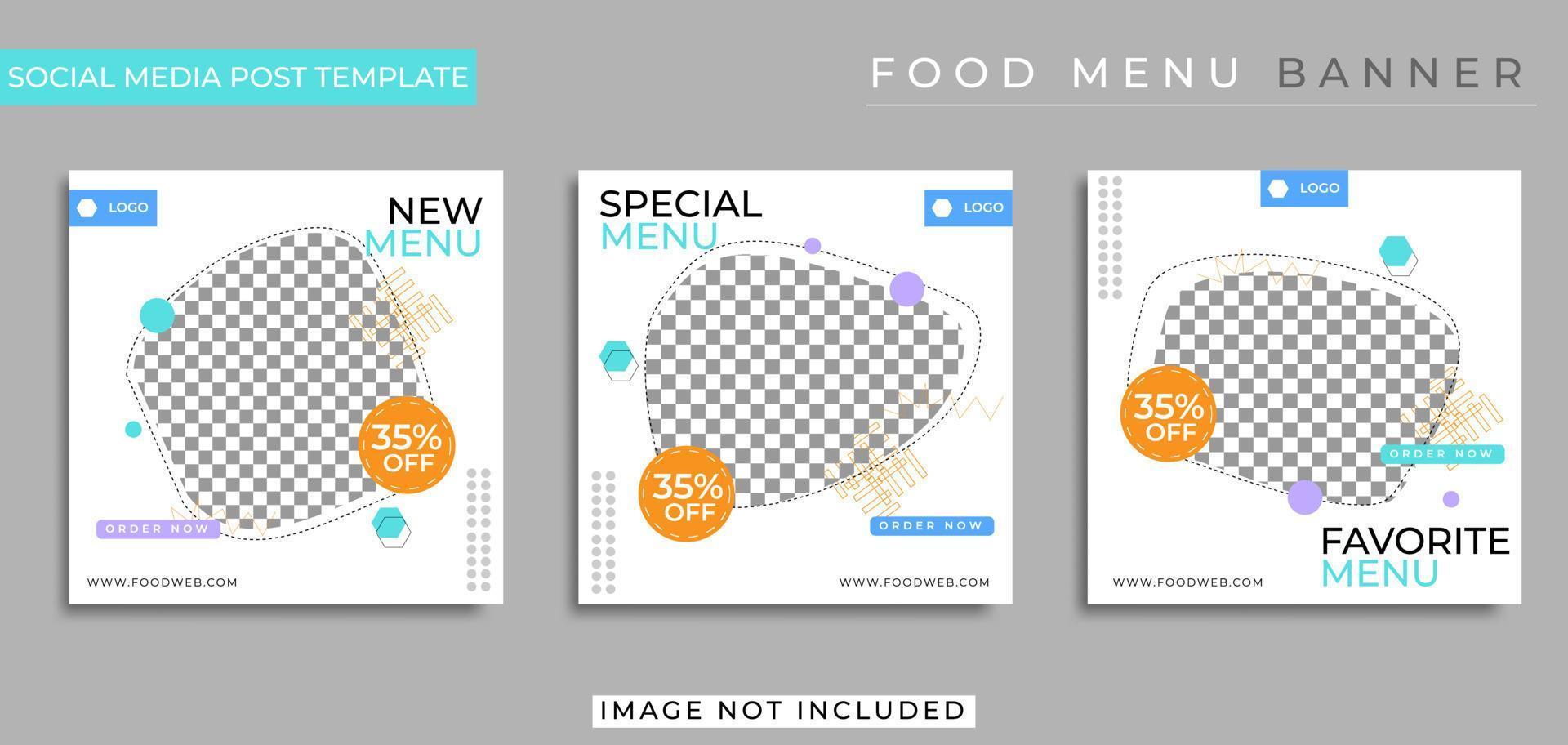 culinary food social media post template promotion for menu banner frame vector