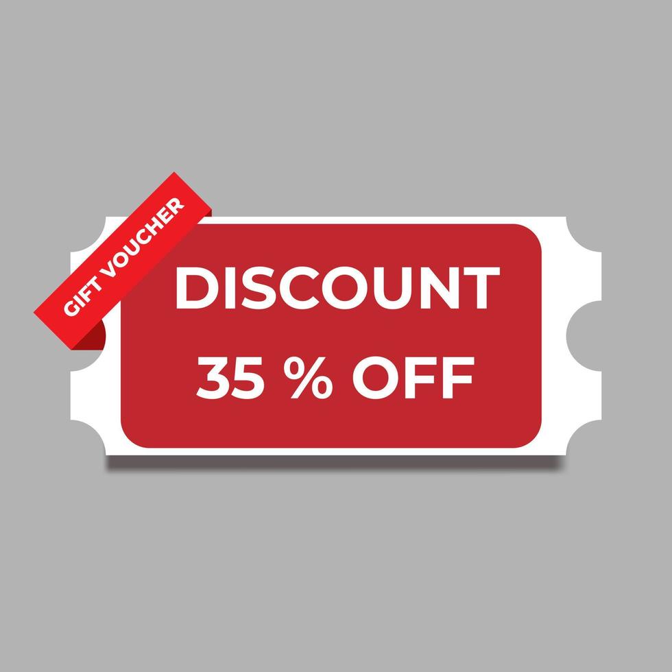 Discount Coupon vector illustration on grey background. Red discount coupon.