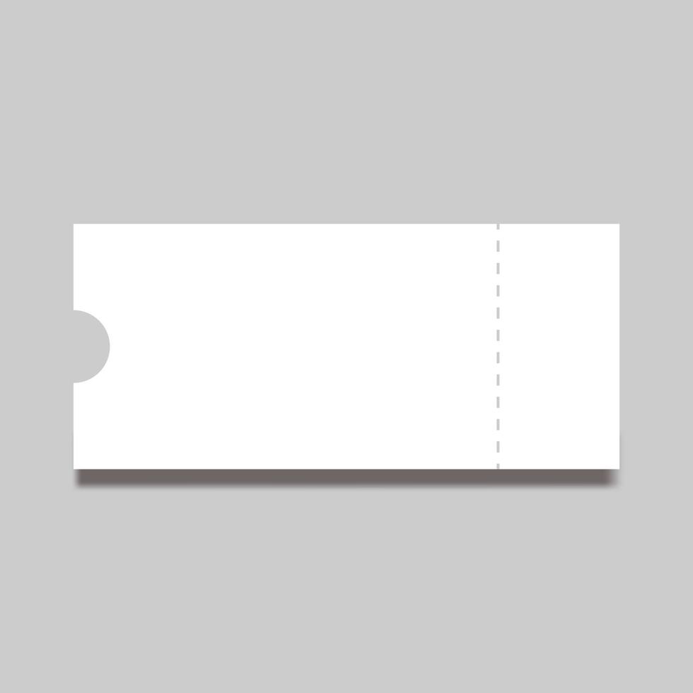 ticket blank template realistic 3d mockup vector illustration