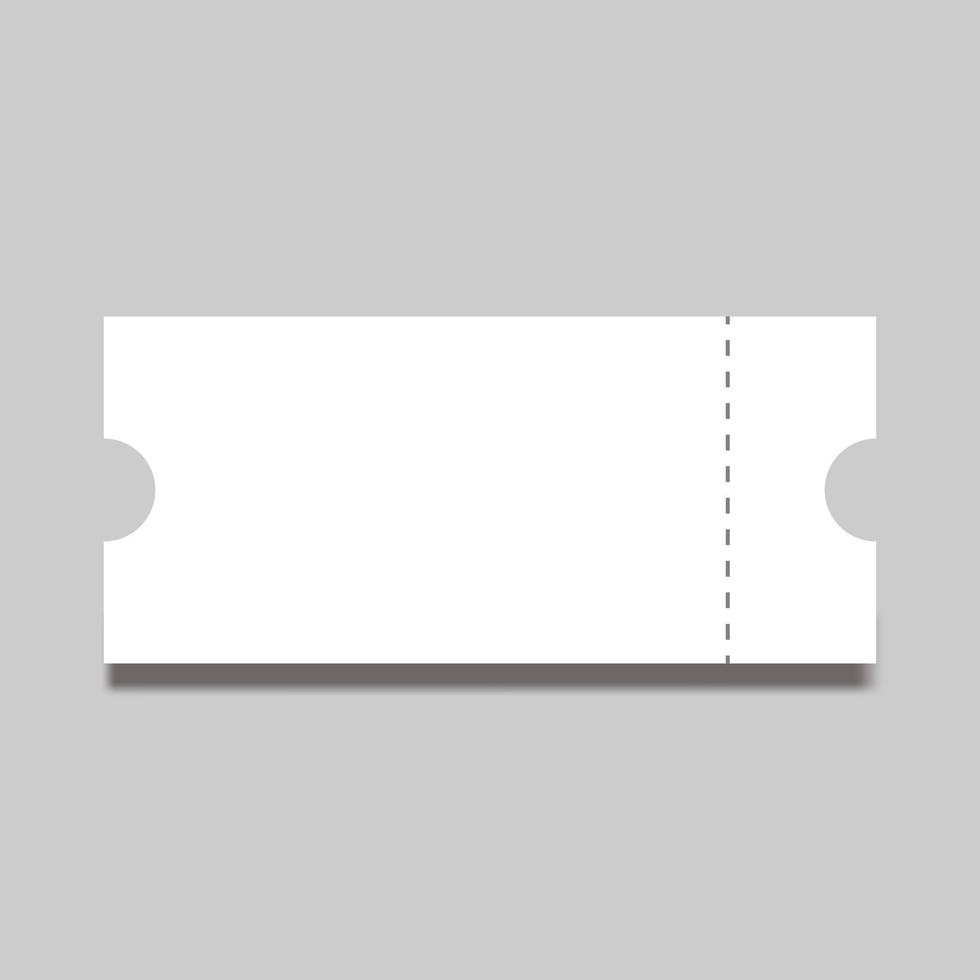 maqueta realista de vector de plantilla en blanco de boleto sobre fondo gris