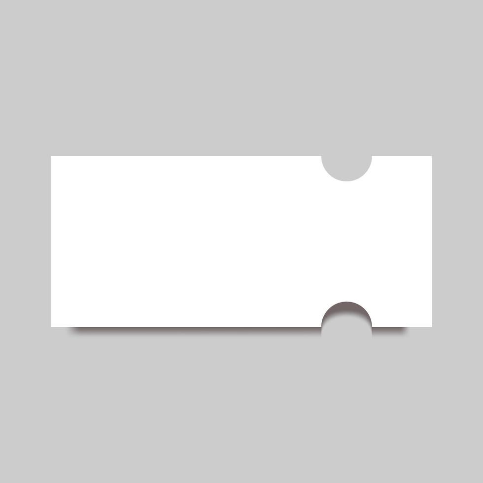 ticket blank template realistic mockup on gray background vector illustration