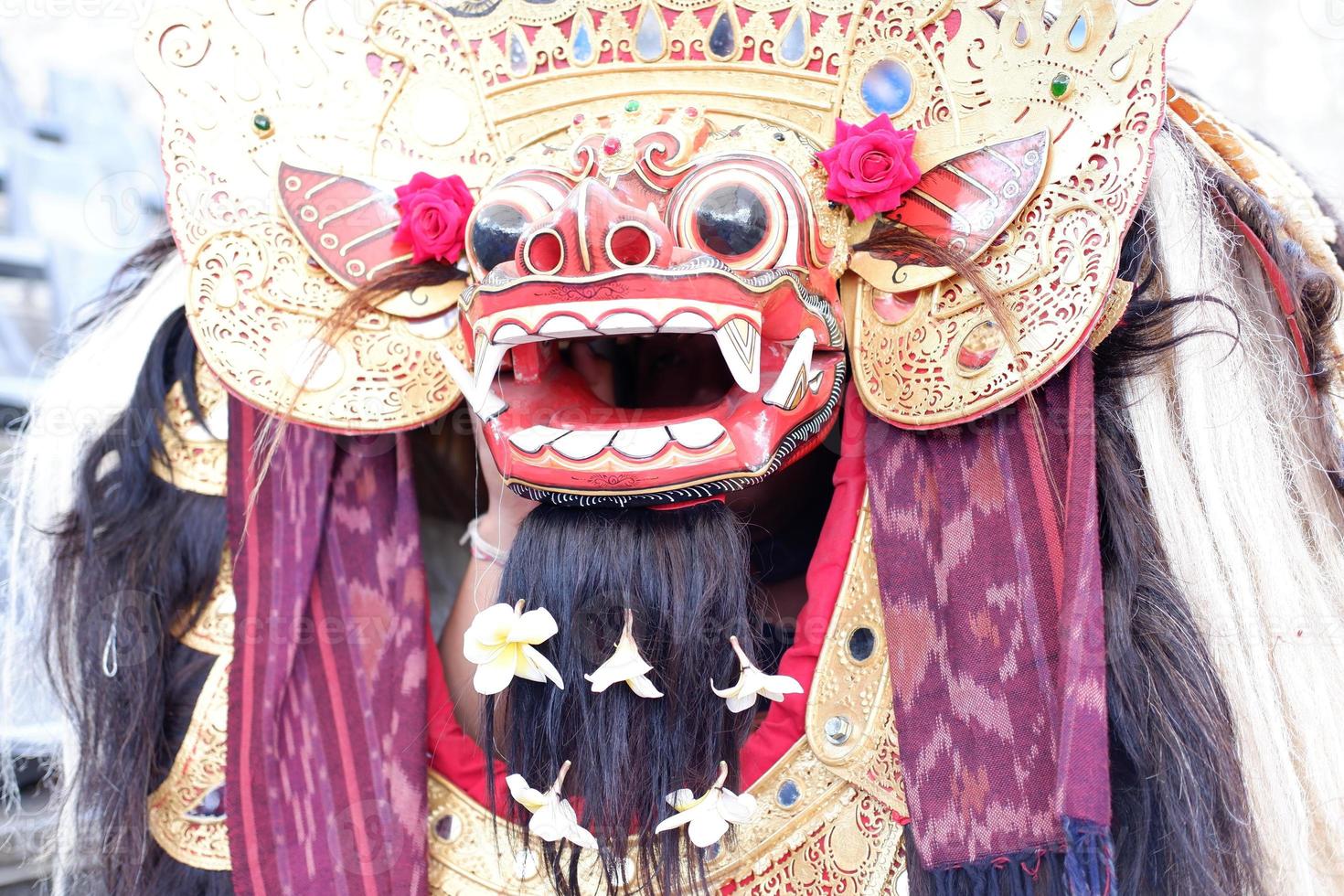 the tradition of the barong dance in Bali as a ceremony photo