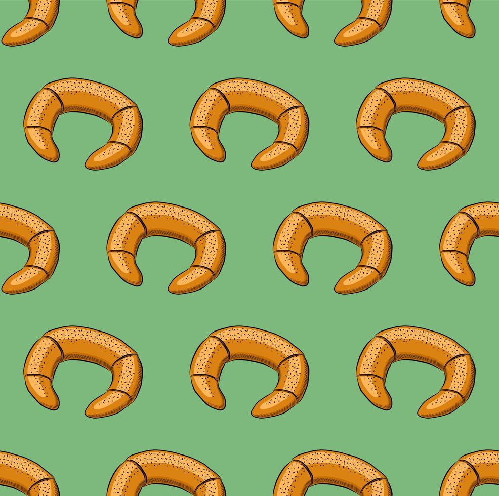 MINT GREEN SEAMLESS VECTOR BACKGROUND WITH SWEET BAGELS