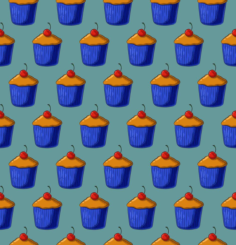 fondo de vector transparente azul claro menta con deliciosos cupcakes frescos