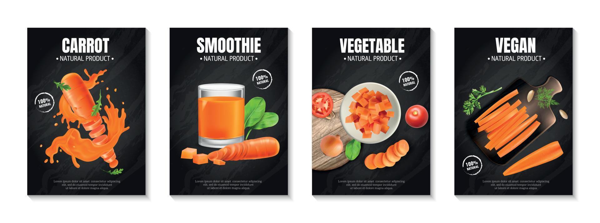 Vegan Carrot Poster Set vector