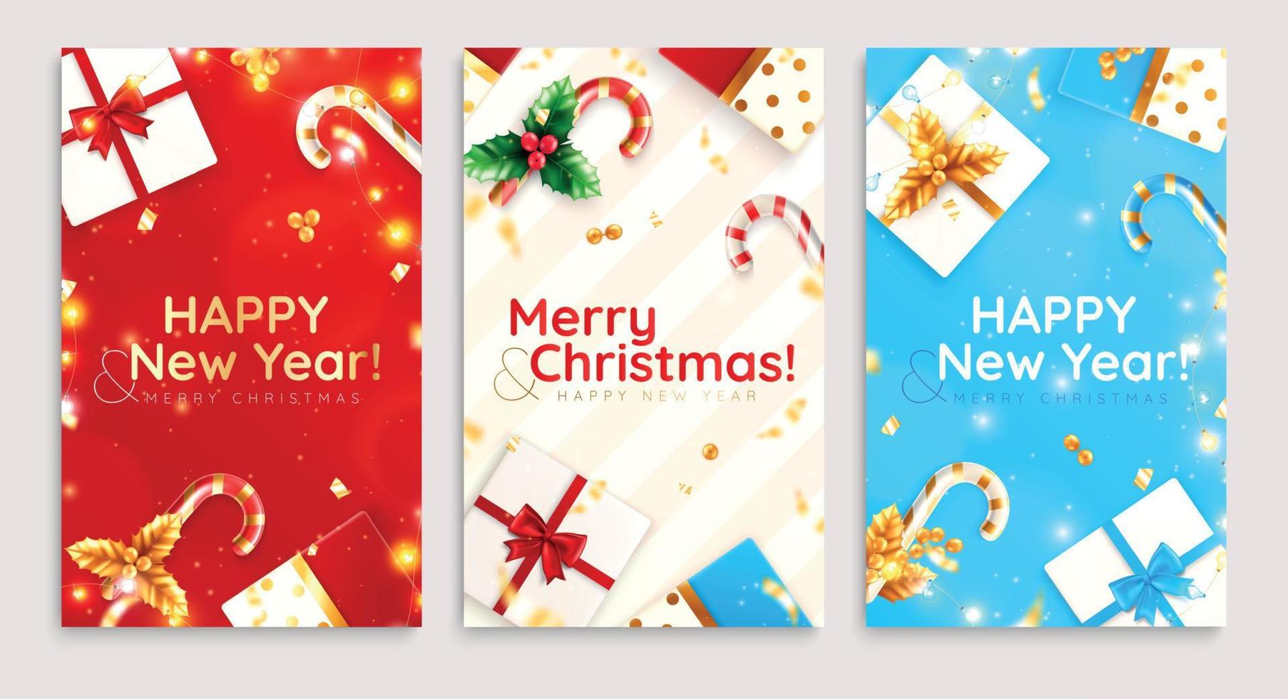 tarjetas verticales de año nuevo vector