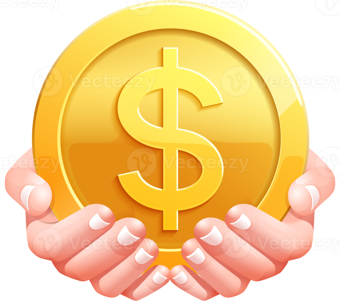 Hand Holding Gold Coins png