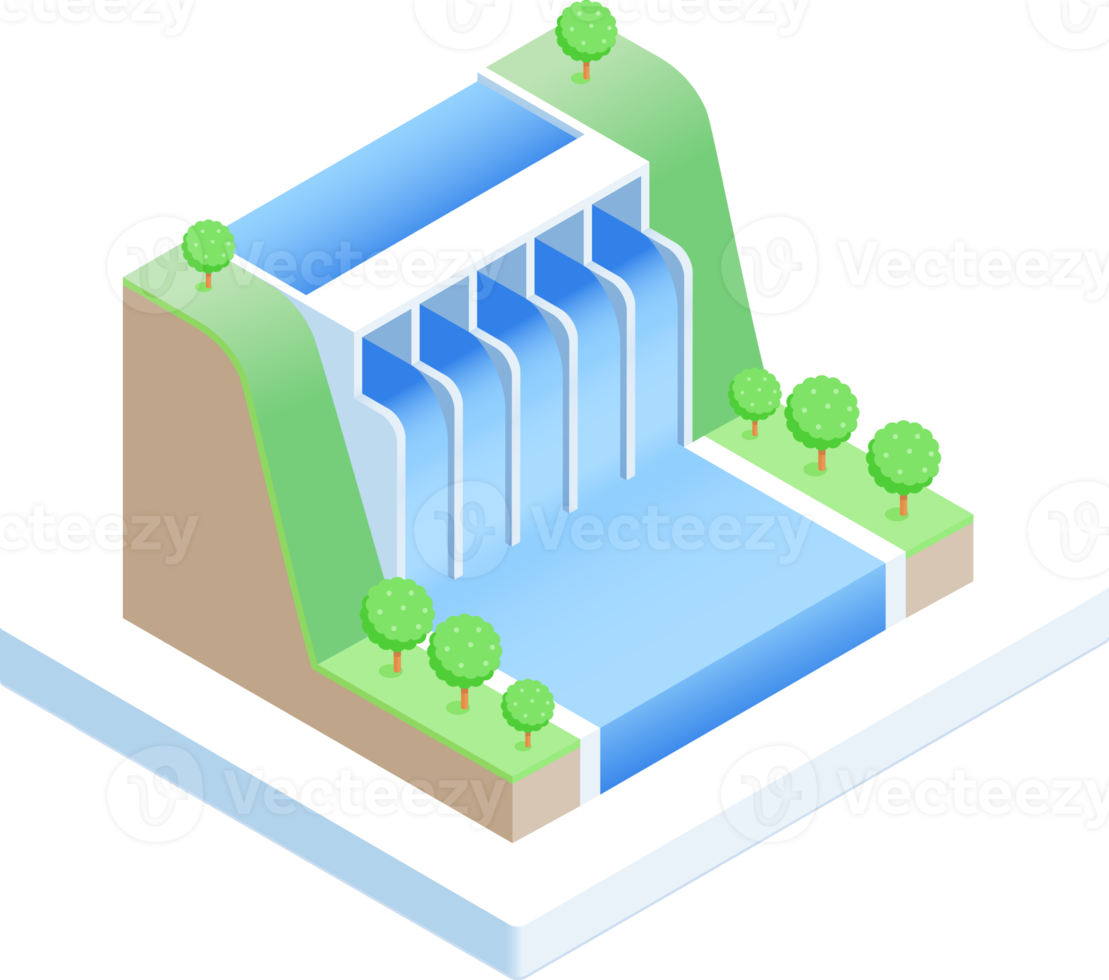 Hydroelectric power generation isometric png