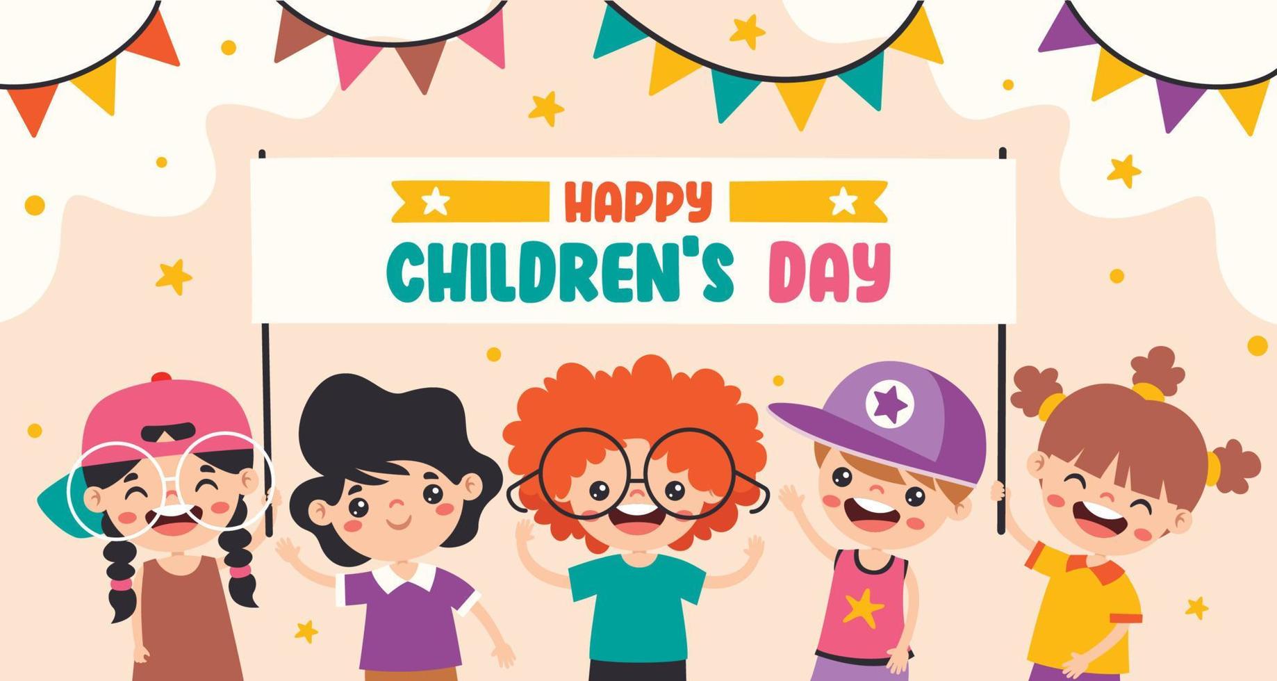 plantilla para feliz dia del niño vector