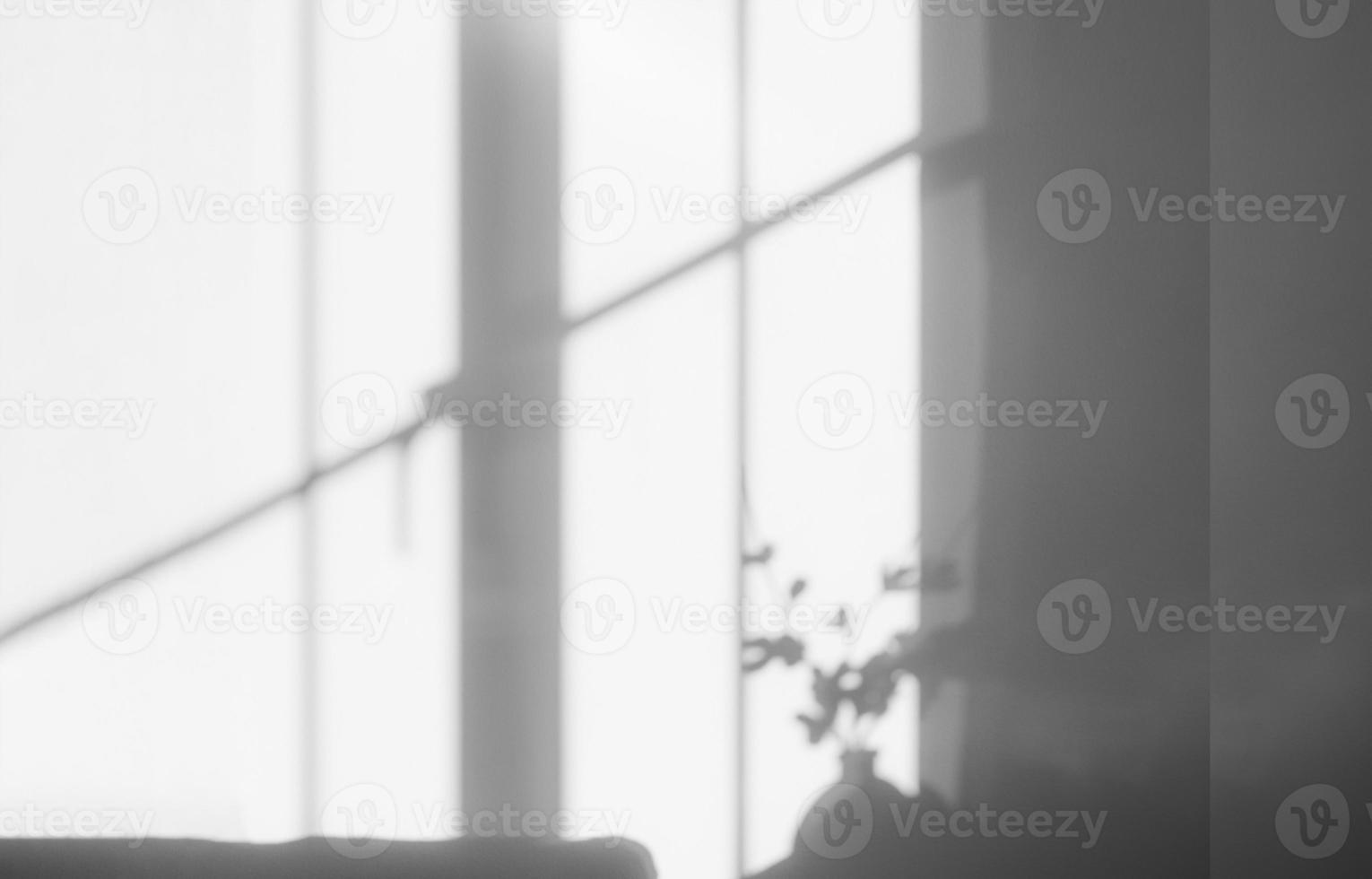 Concrete wall texture background with leaves shadow,Grey Cement Wall room with Window light and shadow,Backdrop background with Window frame overlay, Background with copy space for text presentation photo