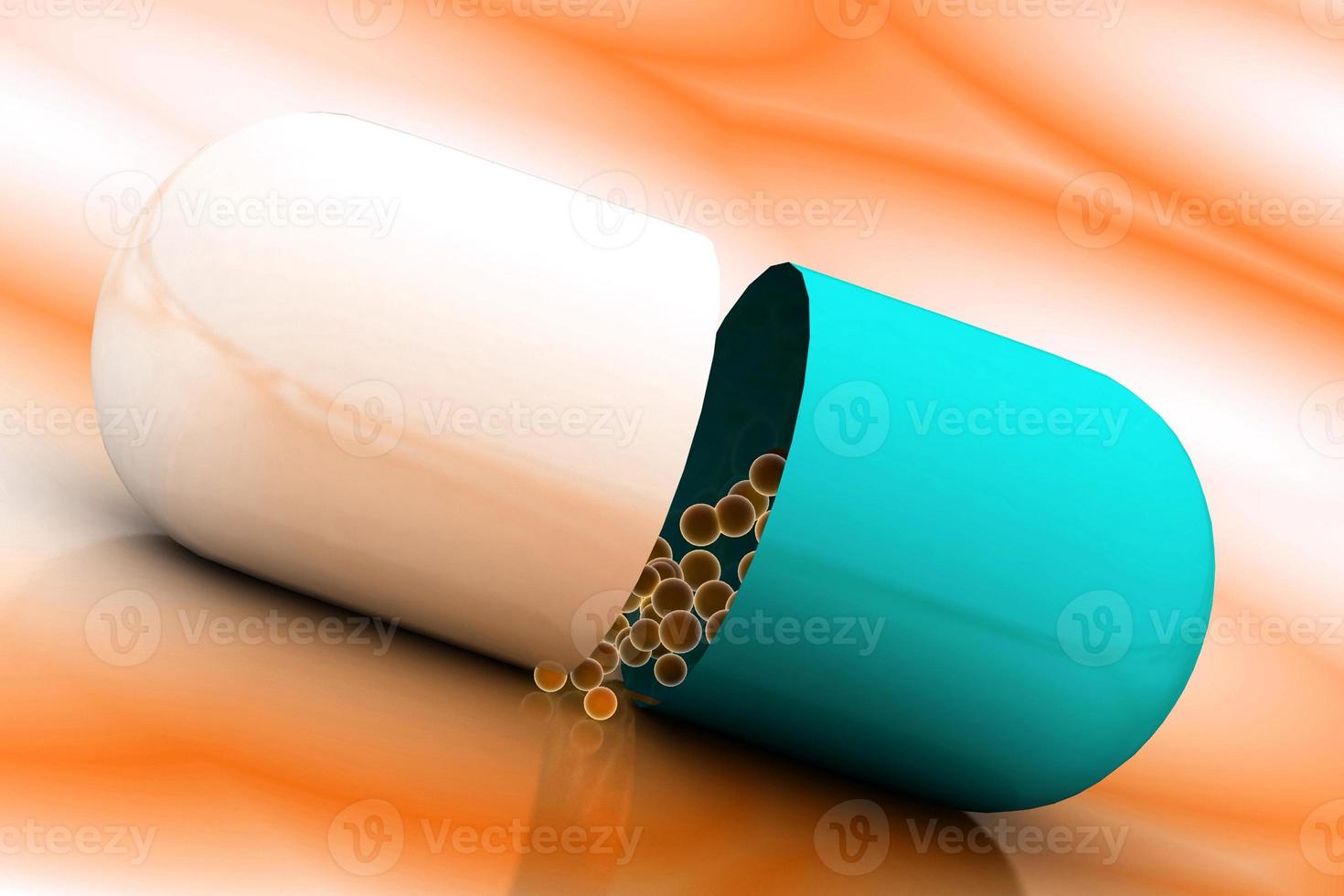 3d multi use red and white pill in color background photo