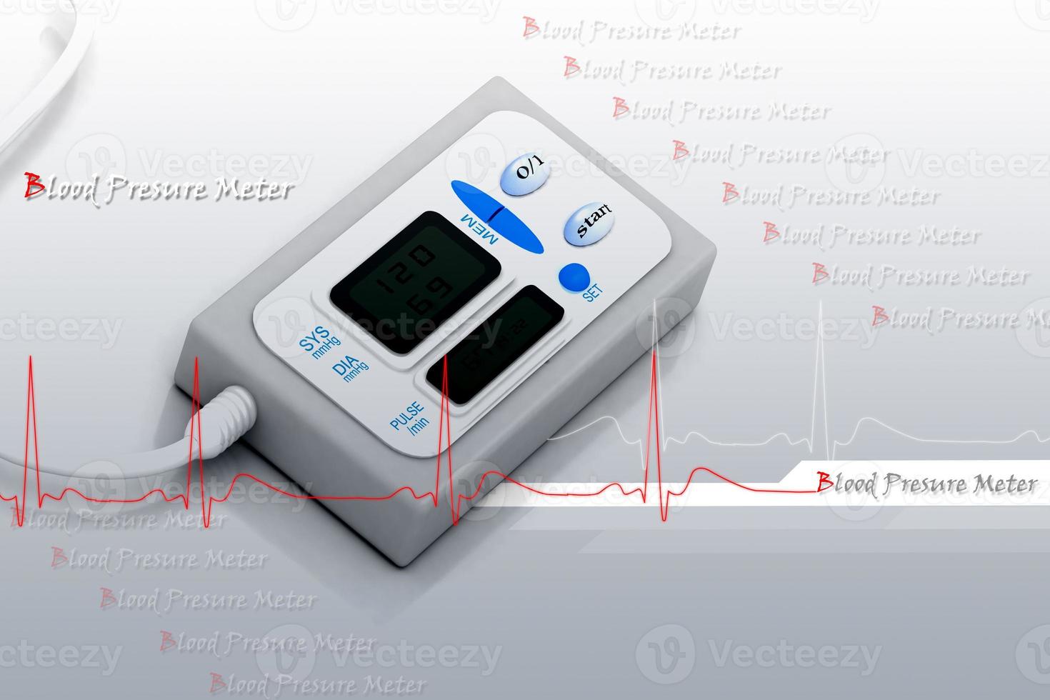 Digital illustration of blood pressure meter in color background photo