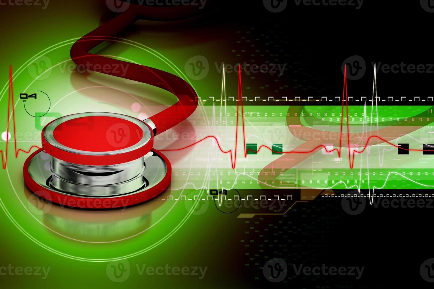 Digital illustration of stethoscope in color background photo