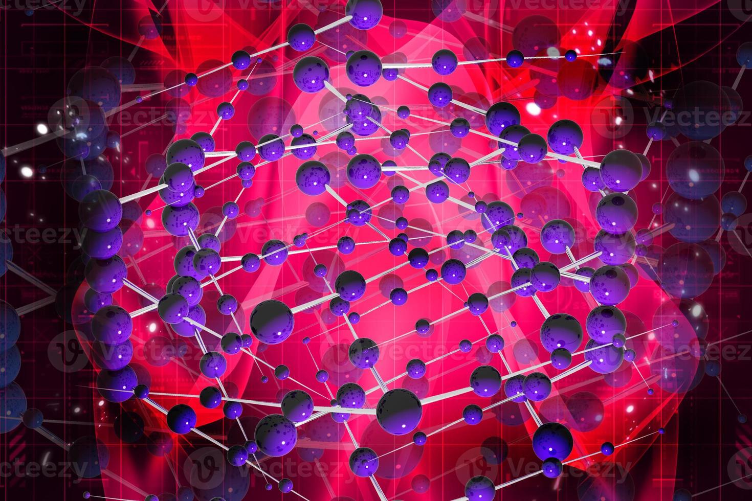 Digital illustration of molecular in abstract color background photo