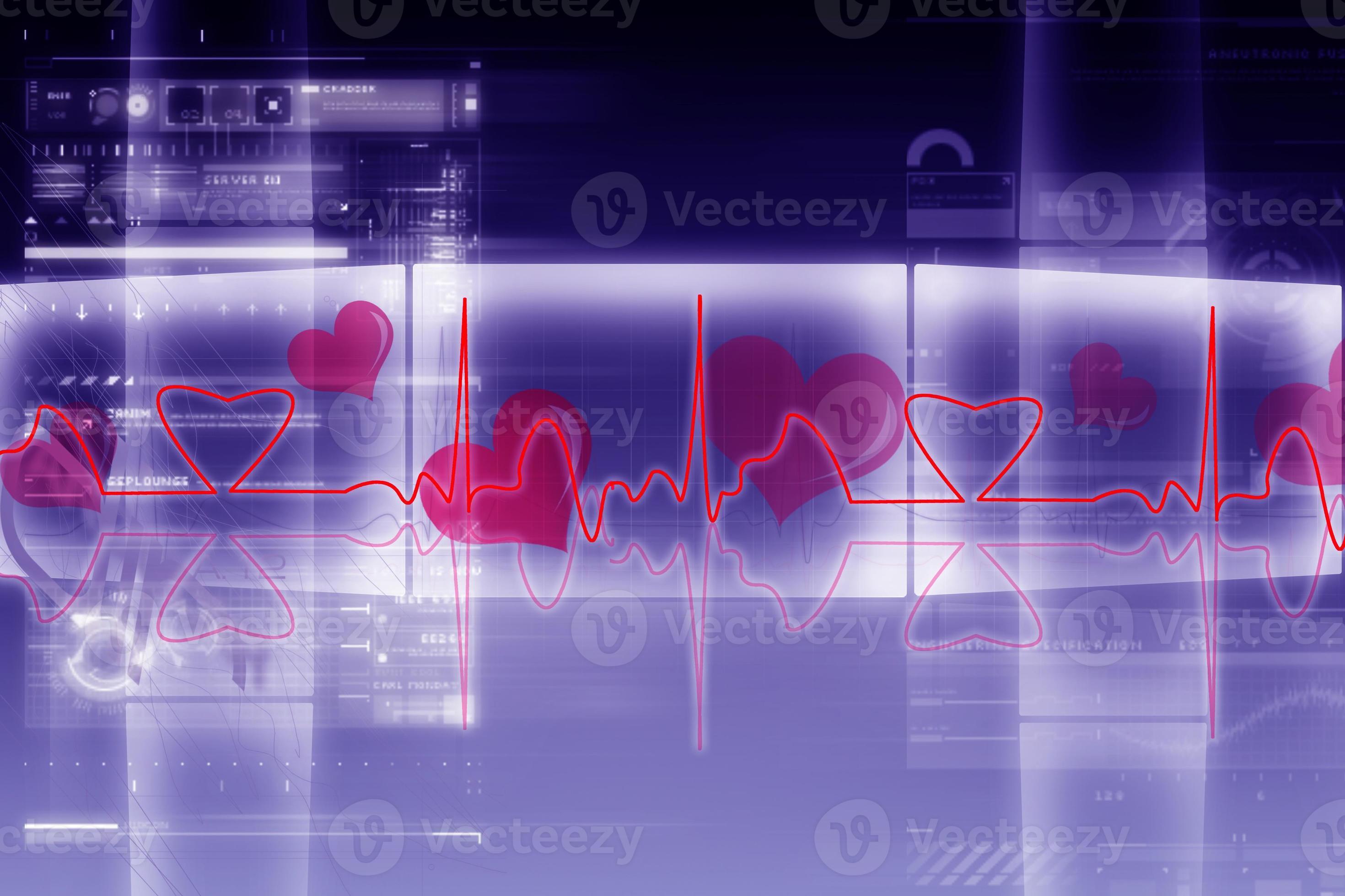 Digital illustration of heart monitor screen with normal heart beat