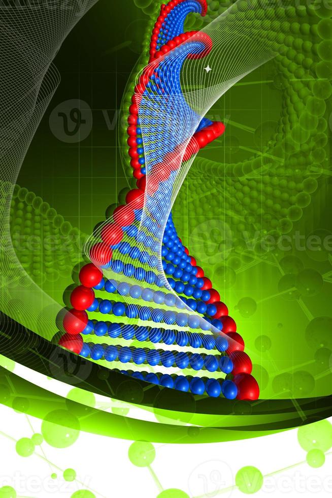 Digital illustration of DNA in color background photo