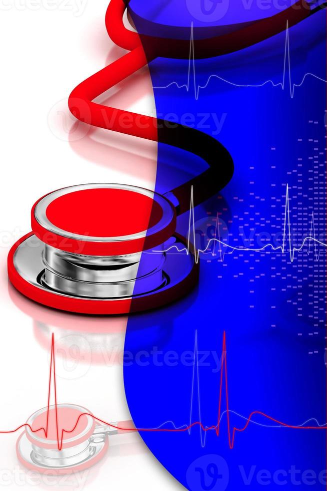 3d multi use  stethoscope in  abstract color background photo