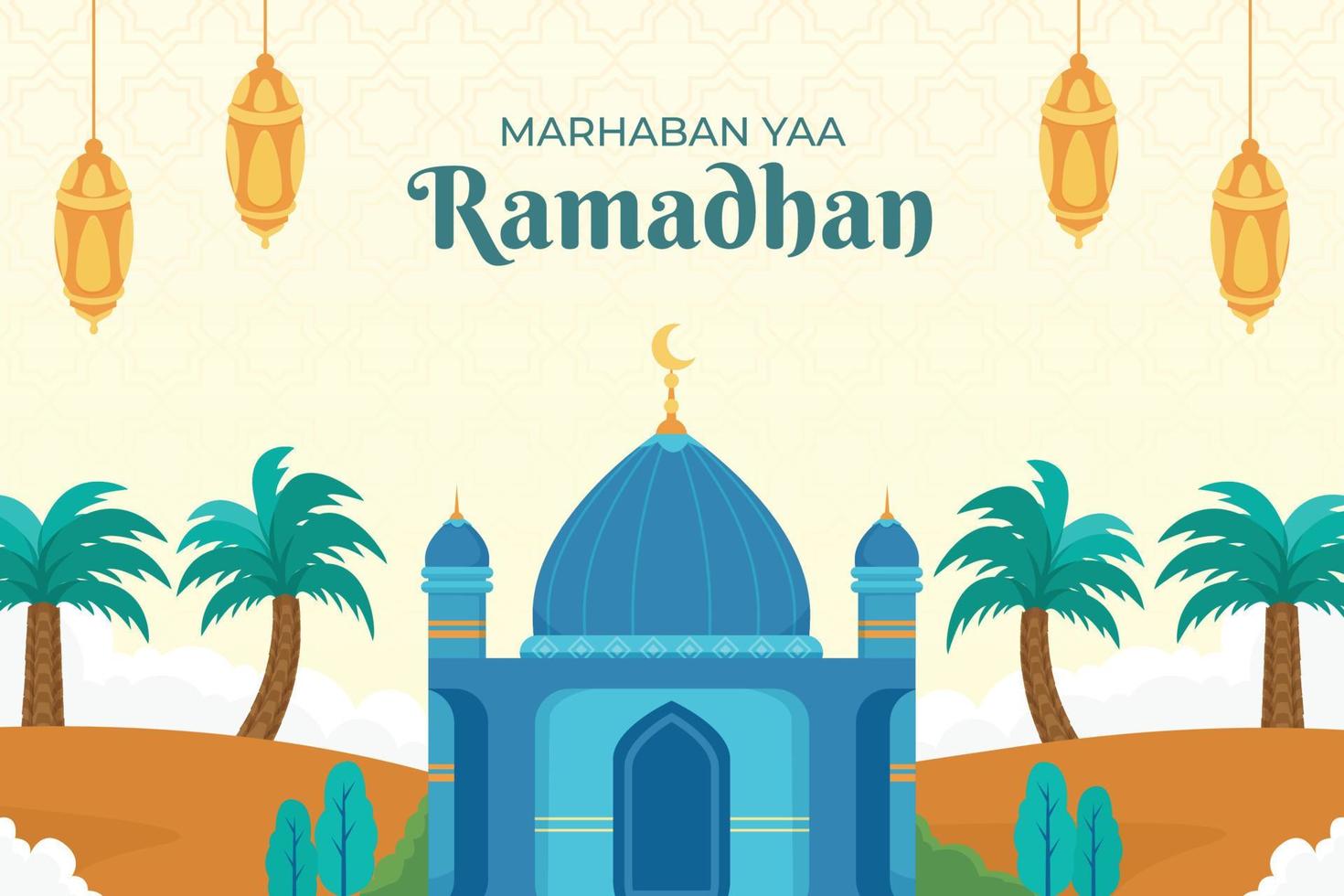 Hand drawn flat ramadan background vector