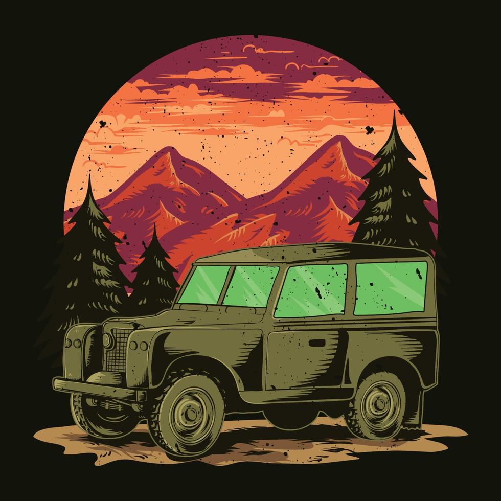 Hand drawn off road adventure illustration vector