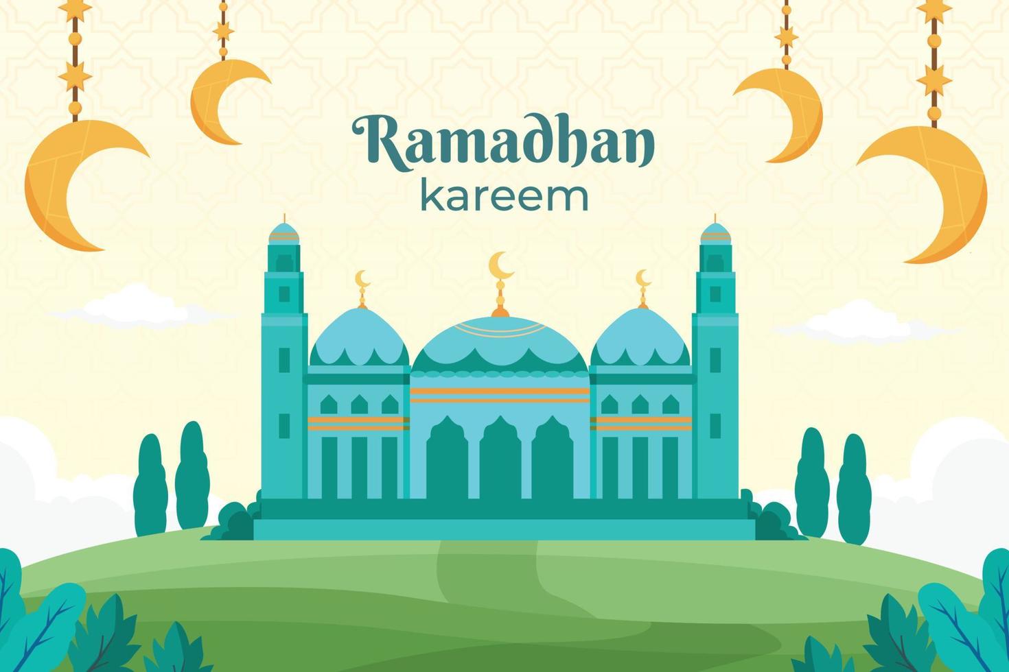 Hand drawn flat ramadan background vector