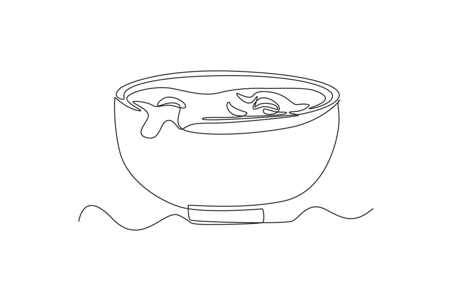 Continuous one line drawing a bowl of cereals. Breakfast concept. Single line draw design vector graphic illustration.