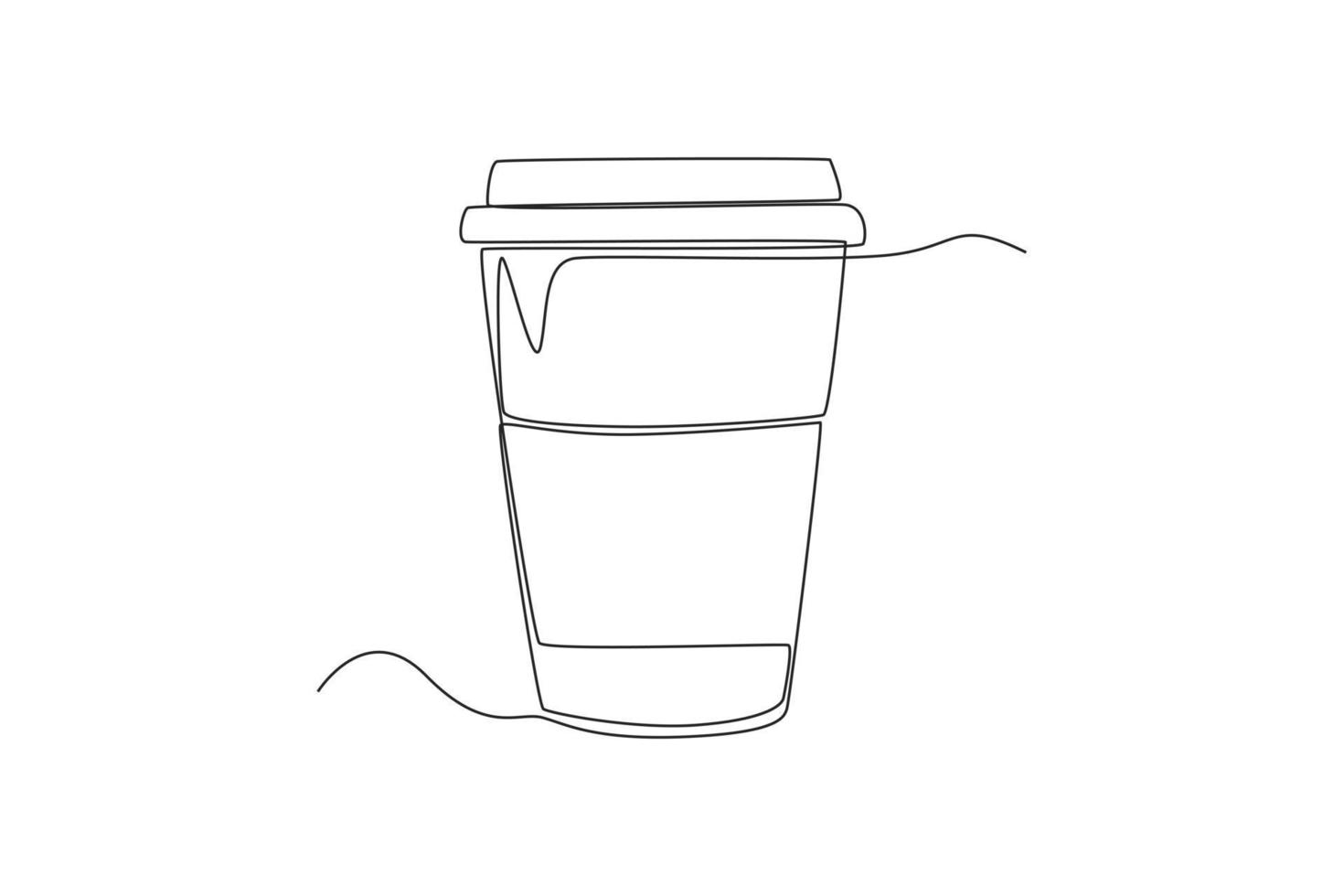 Continuous one line drawing a cup of coffee. Breakfast concept. Single line draw design vector graphic illustration.