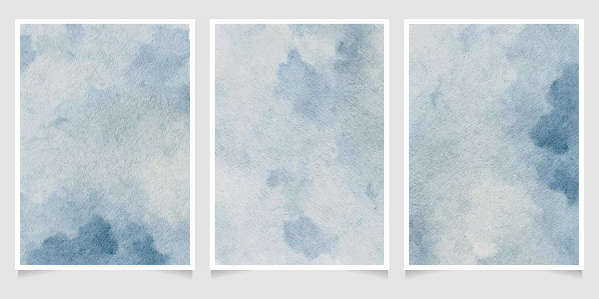 indigo navy blue watercolor wet wash splash 5x7 invitation card background template collection vector