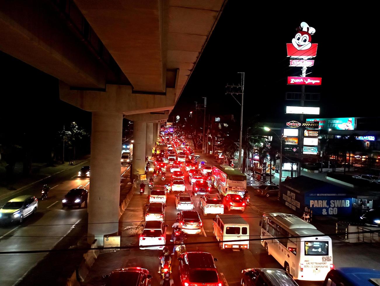 Night Car lights at Traffic photo