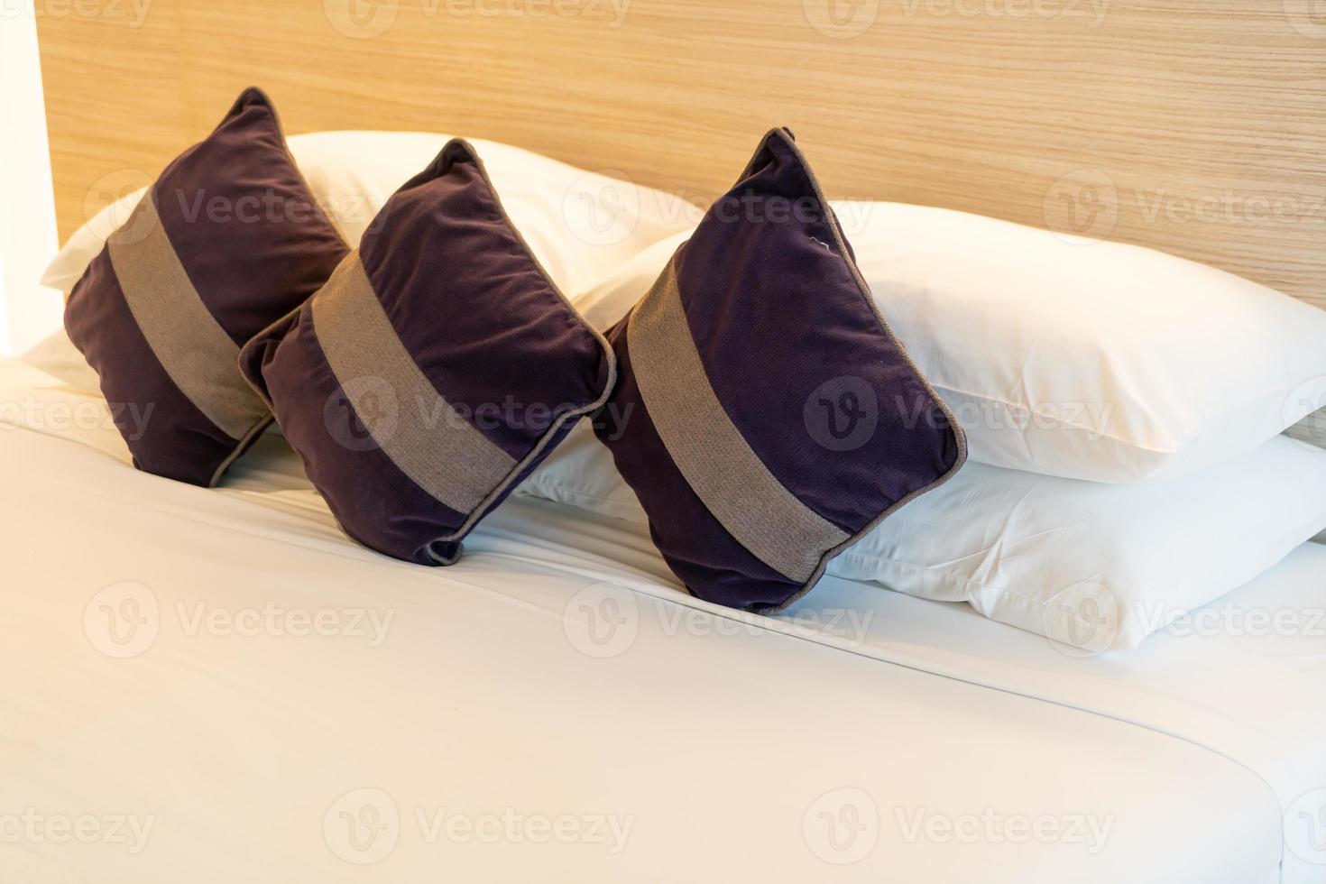 comfortable pillows decorate on bed photo