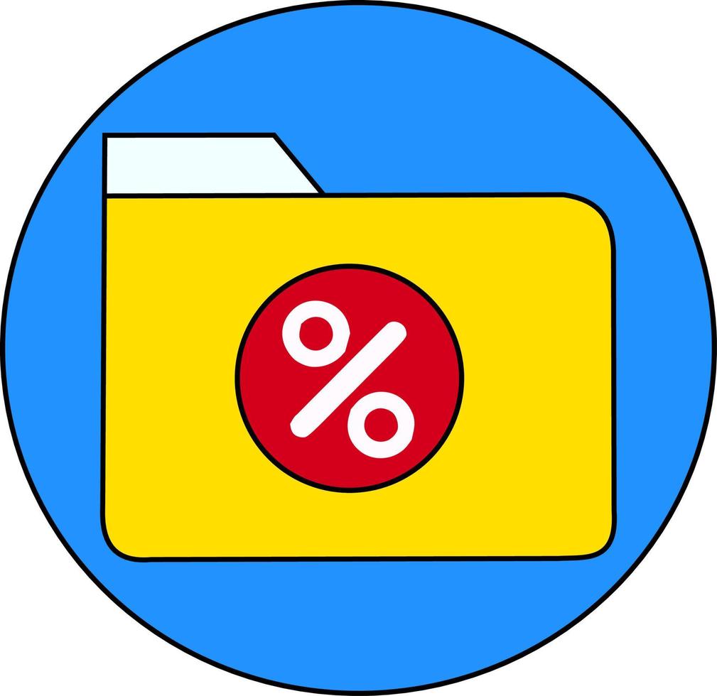 Percent sign in folder.Vector image. vector