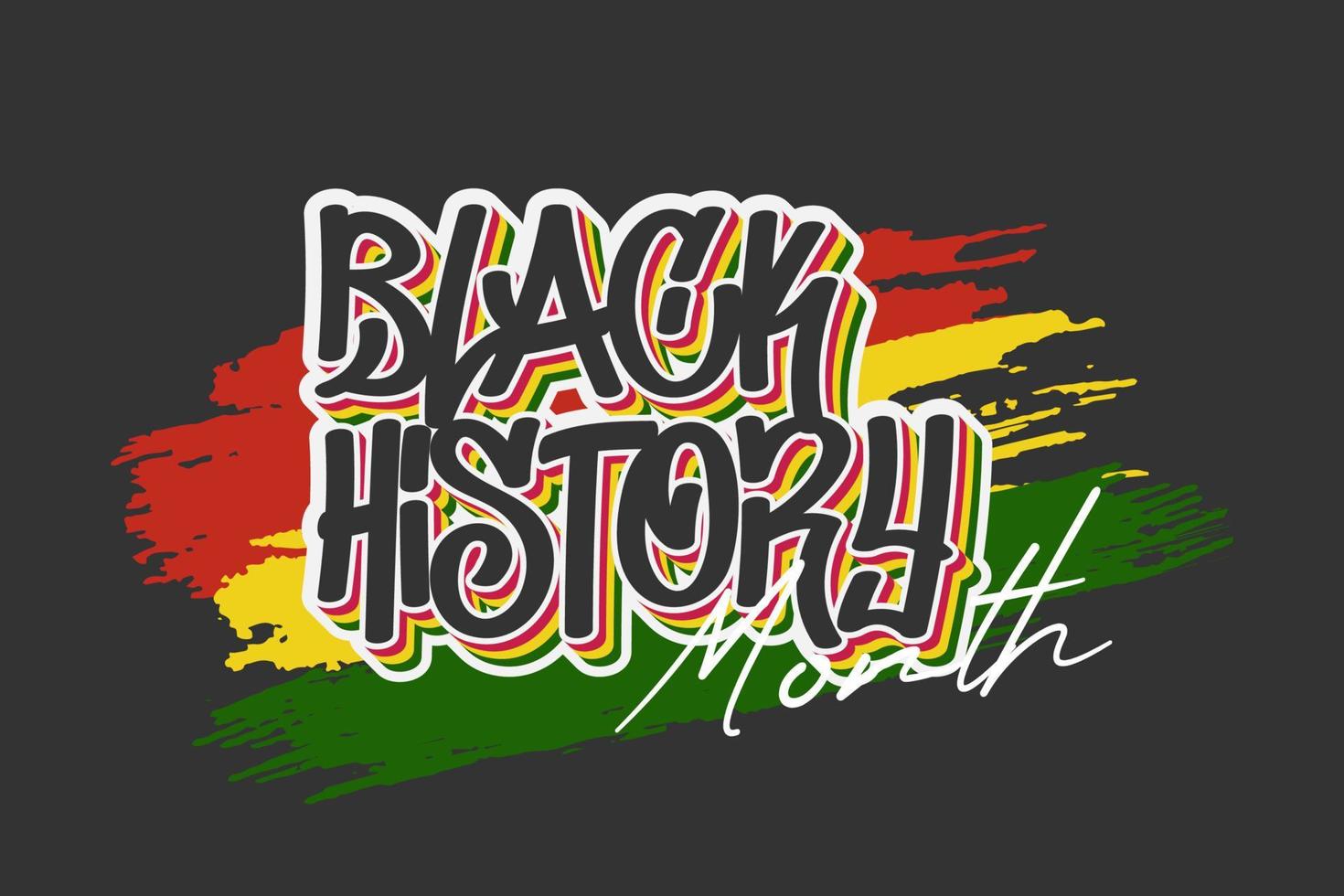 Black History Month Celebrate Text Vector Illustration Black Background with Colorful Grunge Flag.