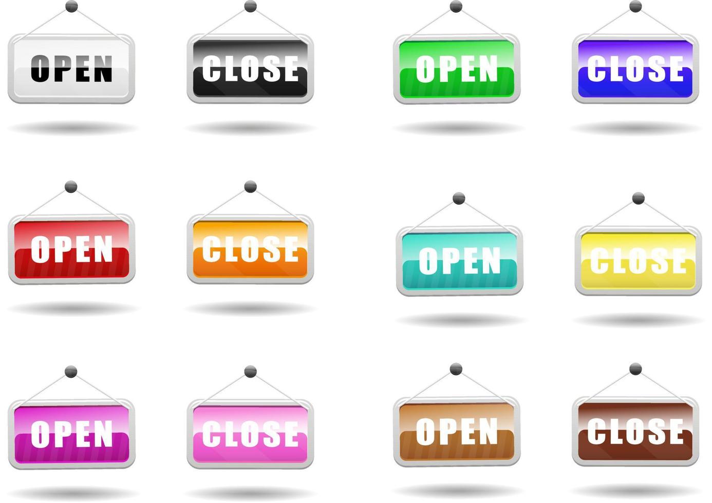 open and close icons glossy color vector