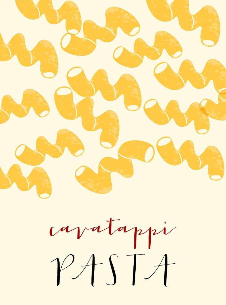 Cavatappi Italian pasta. Cavatappi poster illustration. Modern print for menu design, cookbooks, invitations, greeting cards. vector