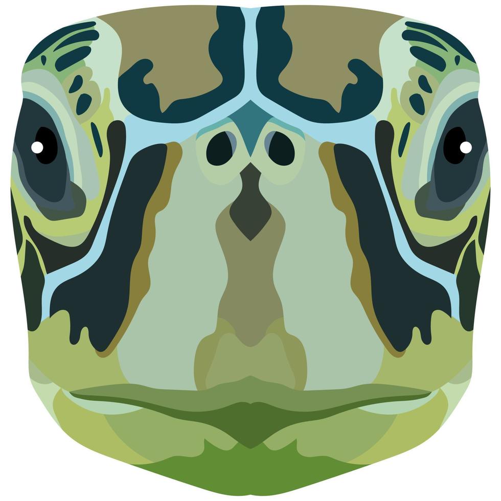 The head of a sea turtle. Bright Portrait is depicted on a white background. Vector graphics. Animal logo