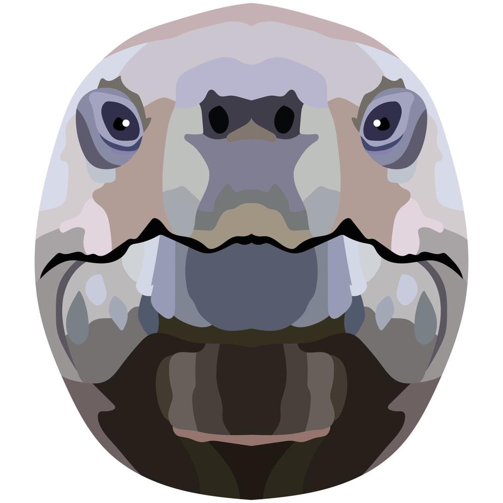 Head of a land turtle. Bright Portrait is depicted on a white background. Vector graphics. Animal logo